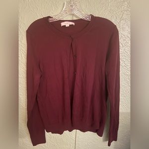 Maroon Loft Crewneck Cardigan in Size Medium